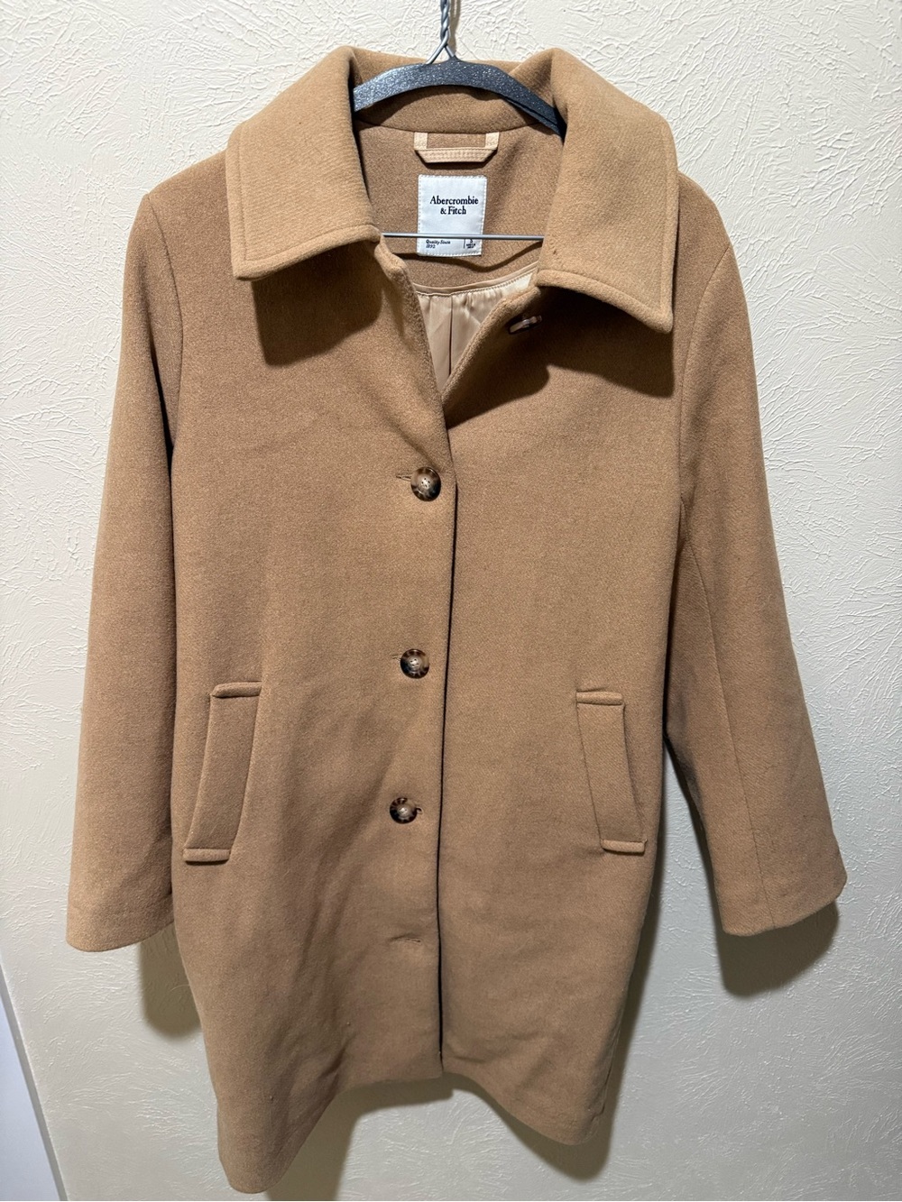 Abercrombie & Fitch Women's Camel Wool Blend Coat - Small